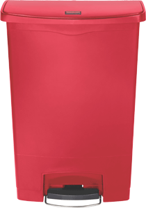 Slim Jim Abfallbehälter aus Kunststoff in Rot
90 Liter mit Pedal an der Breitseite 1883570