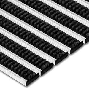 Floor-Mat  B schwarz 12 mm mit dreireihigem
Bürstprofil (Schmutzfangmatten in Alu)