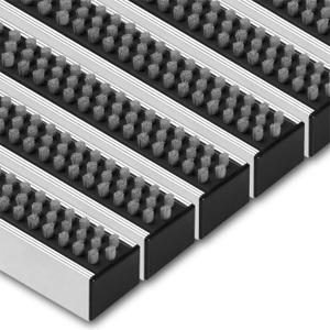 Floor-Mat  B grau 27 mm mit dreireihigem
Bürstprofil (Schmutzfangmatten in Alu)