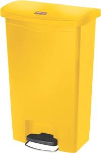 Slim Jim Abfallbehälter aus Kunststoff in Gelb
50 Liter mit Pedal an der Breitseite 1883575