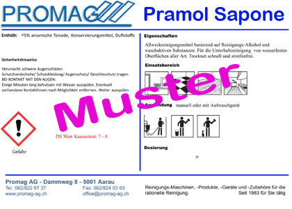 Pramol Sapone Etiketten für Gebrauchsflaschen

