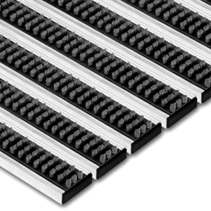 Floor-Mat  B grau 12 mm mit dreireihigem
Bürstprofil (Schmutzfangmatten in Alu)